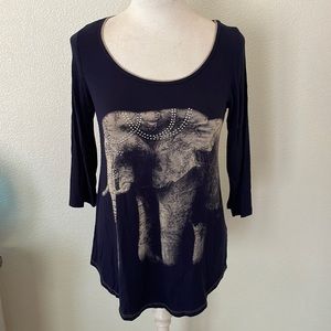 Soft jersey top with Elephant print and Rhinestone details
